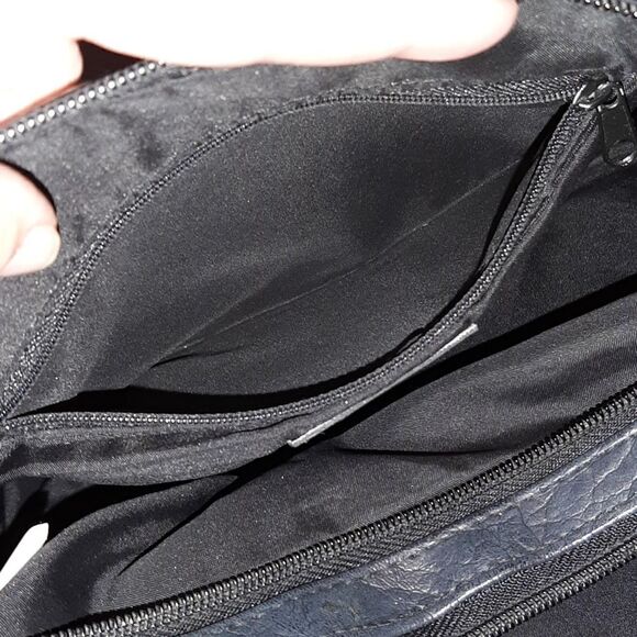 TR Bentley Black Faux Leather Double Zipper Bag - Picture 11 of 12